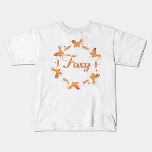 Cute Foxy Fox Wreath Kids T-Shirt